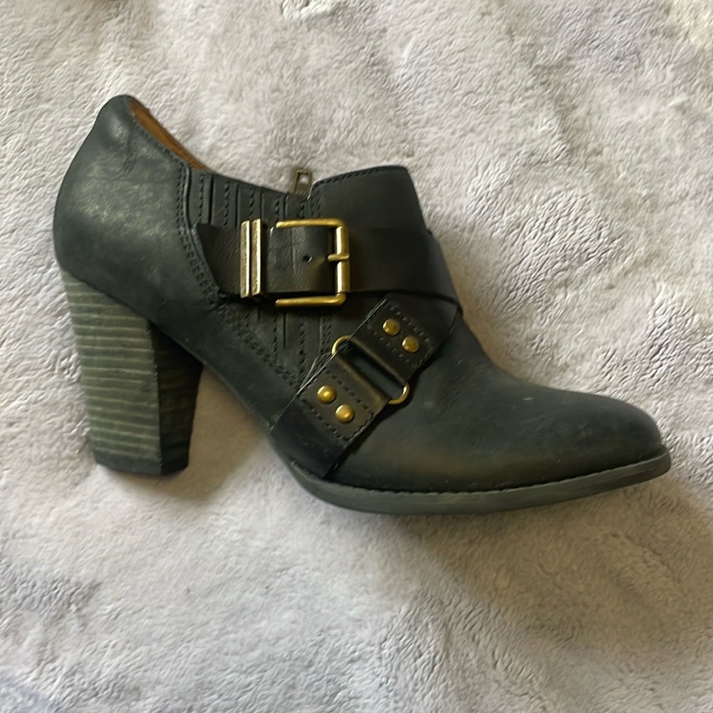 Clarks Indigo leather buckle booties